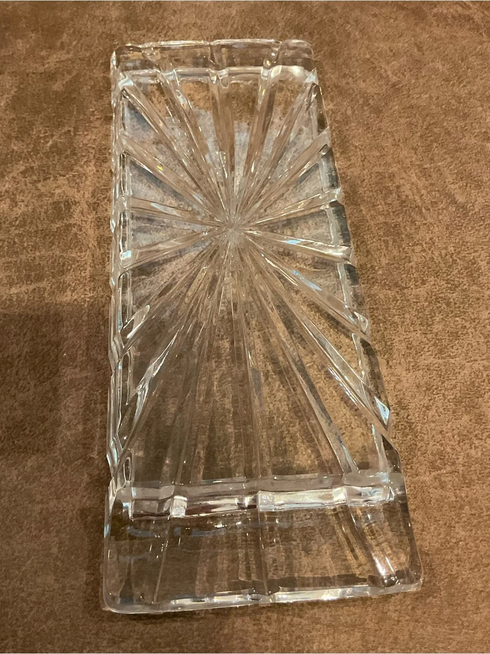 Vintage Crystal Glass Butter Dish with Pinwheel Design